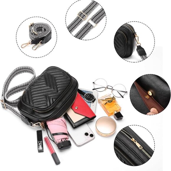 Quilted Crossbody Bags for Women Trendy Vegan Leather Crossbody Purses Handbag S - Picture 6 of 7